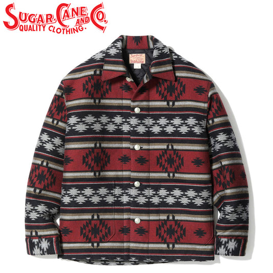 SC15827 / SUGAR CANE  NATIVE AMERICAN WOOL COTTON JACQUARD PADDED WORK COAT