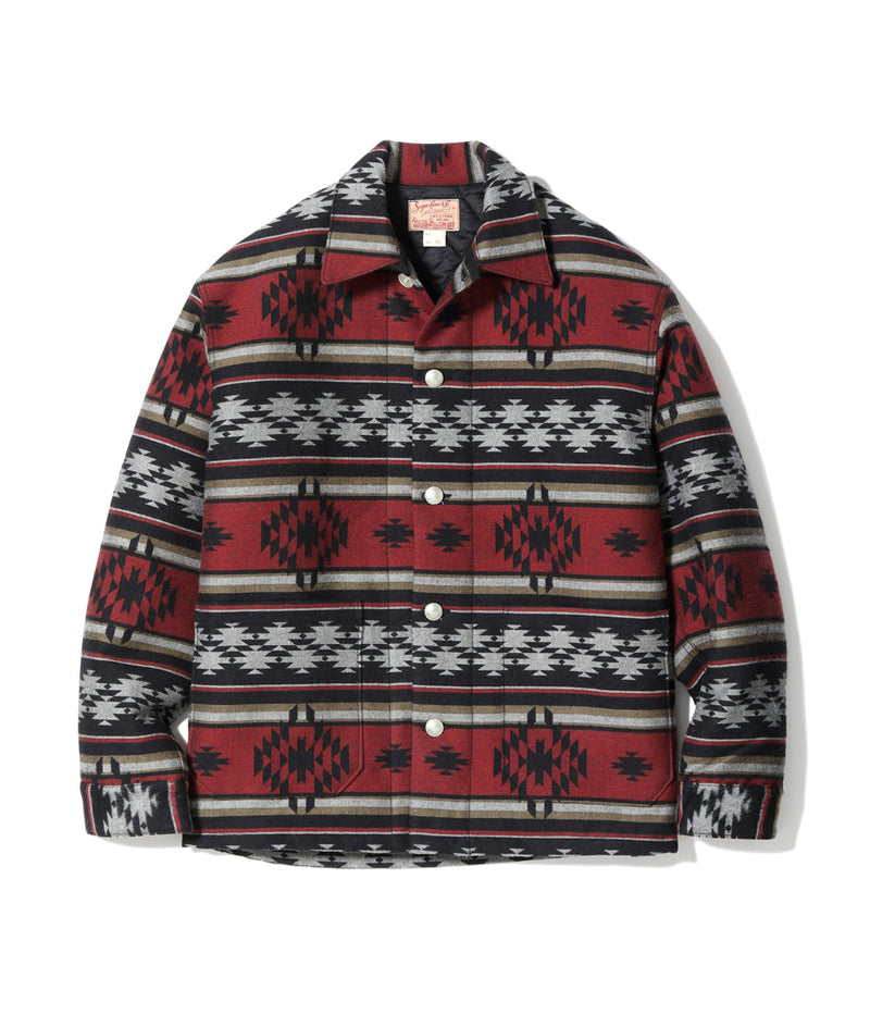 SC15827 / SUGAR CANE  NATIVE AMERICAN WOOL COTTON JACQUARD PADDED WORK COAT