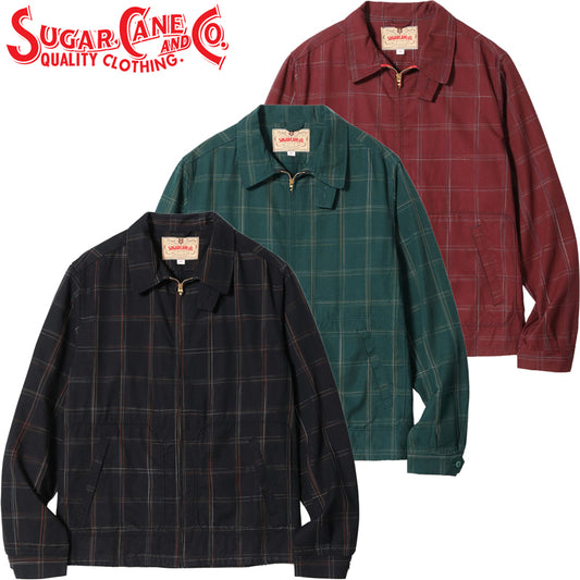 SC15842 / SUGAR CANE RAYON COTTON GABARDINE CHECK SPORTS JACKET