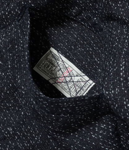 SC16054 / SUGAR CANE FICTION ROMANCE 10.5oz. INDIGO JACQUARD ZIP SHIRT
