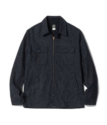 SC16054 / SUGAR CANE FICTION ROMANCE 10.5oz. INDIGO JACQUARD ZIP SHIRT