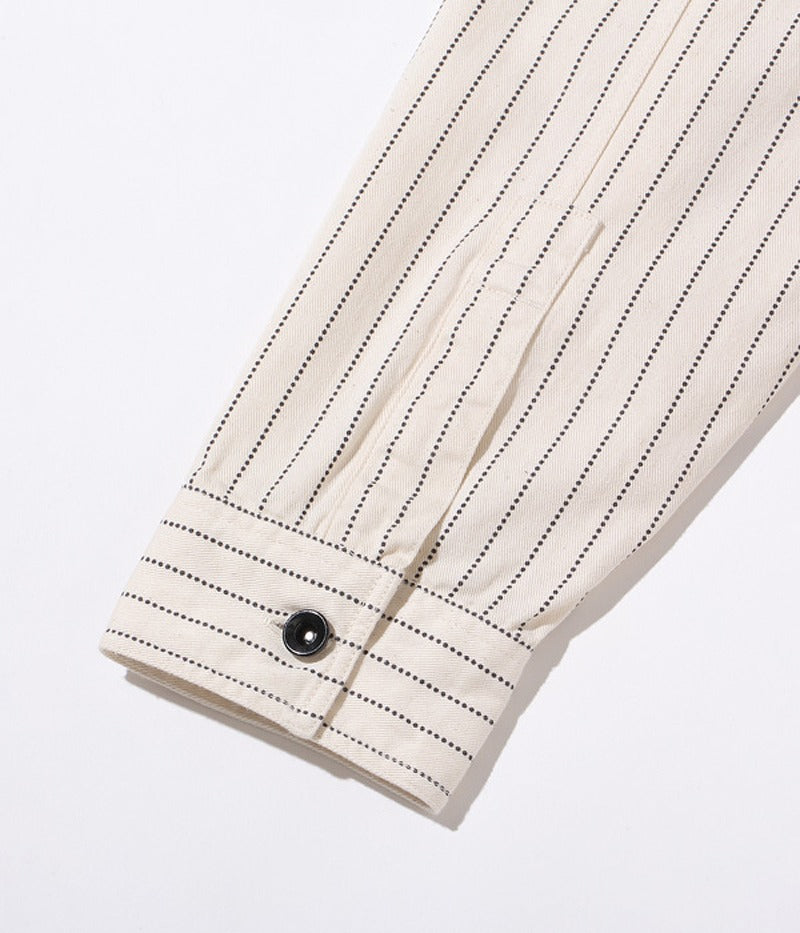 SC27076 / SUGAR CANE FICTION ROMANCE 8.5oz. WHITE WABASH STRIPE WORK SHIRT (LONG SLEEVE)