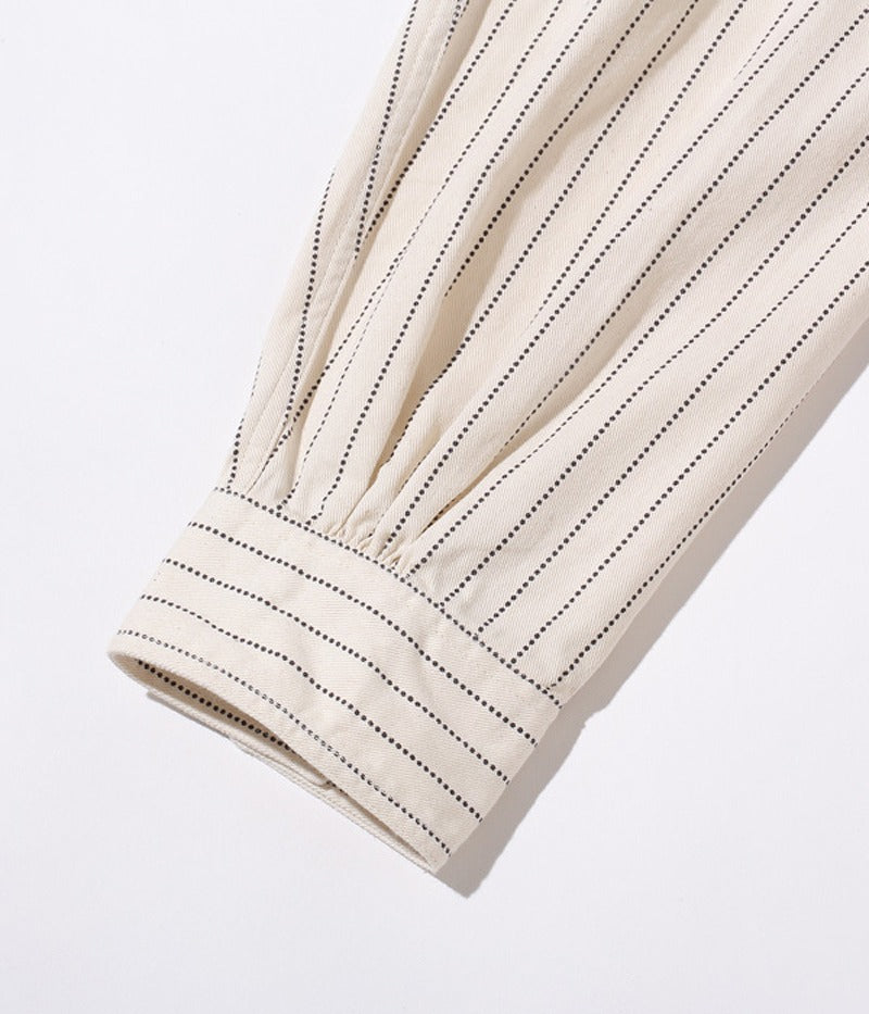 SC27076 / SUGAR CANE FICTION ROMANCE 8.5oz. WHITE WABASH STRIPE WORK SHIRT (LONG SLEEVE)