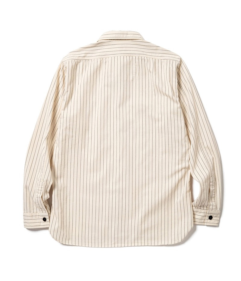SC27076 / SUGAR CANE FICTION ROMANCE 8.5oz. WHITE WABASH STRIPE WORK SHIRT (LONG SLEEVE)
