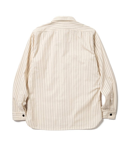 SC27076 / SUGAR CANE FICTION ROMANCE 8.5oz. WHITE WABASH STRIPE WORK SHIRT (LONG SLEEVE)