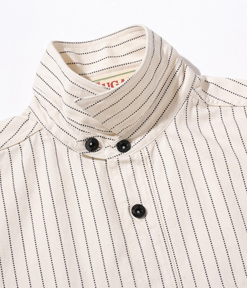 SC27076 / SUGAR CANE FICTION ROMANCE 8.5oz. WHITE WABASH STRIPE WORK SHIRT (LONG SLEEVE)