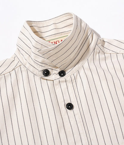 SC27076 / SUGAR CANE FICTION ROMANCE 8.5oz. WHITE WABASH STRIPE WORK SHIRT (LONG SLEEVE)