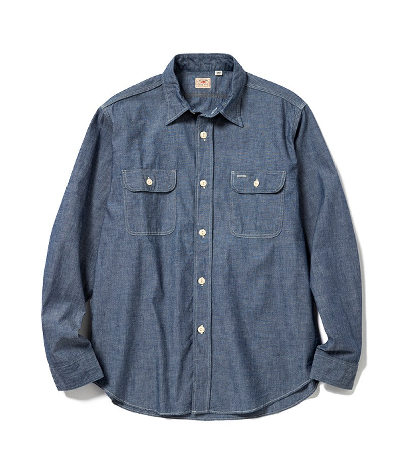 SC27850 / SUGAR CANE BLUE CHAMBRAY WORK SHIRT (LONG SLEEVE)