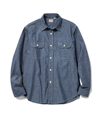 SC27850 / SUGAR CANE BLUE CHAMBRAY WORK SHIRT (LONG SLEEVE)