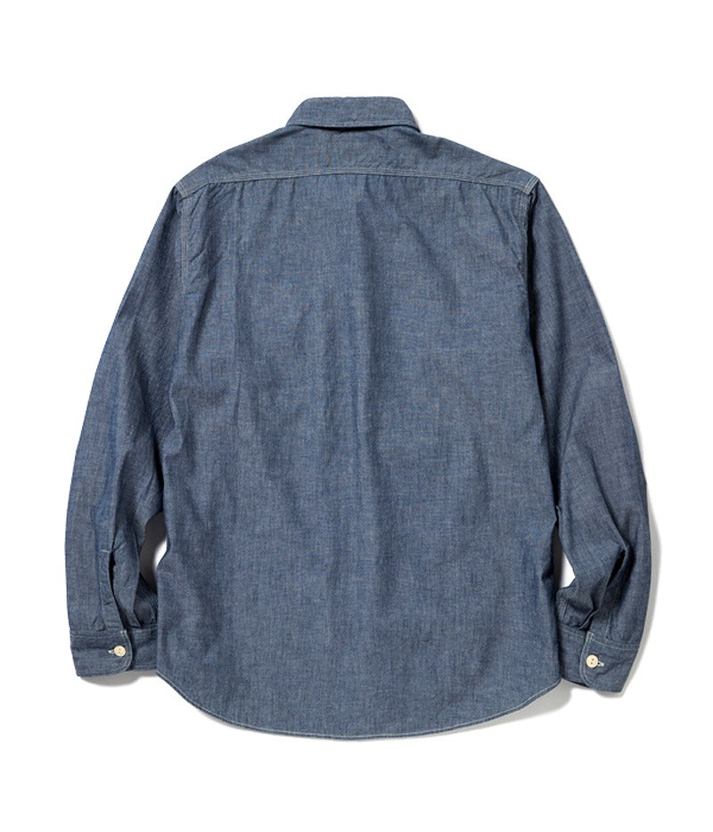 SC27850 / SUGAR CANE BLUE CHAMBRAY WORK SHIRT (LONG SLEEVE)