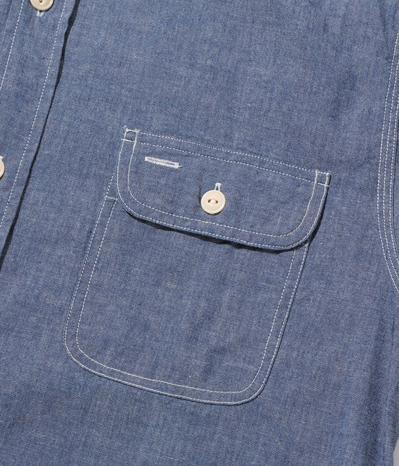 SC27850 / SUGAR CANE BLUE CHAMBRAY WORK SHIRT (LONG SLEEVE)