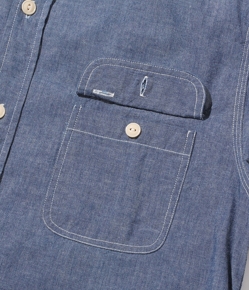 SC27850 / SUGAR CANE BLUE CHAMBRAY WORK SHIRT (LONG SLEEVE)