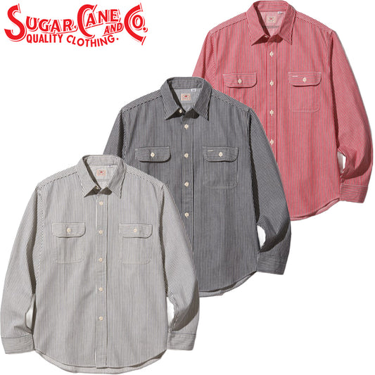 SC27853 / SUGARCANE Hickory Stripe Work Shirt
