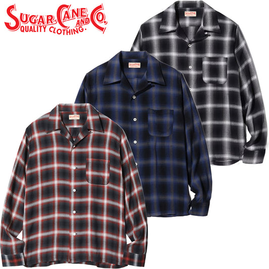 SC29120 / SUGAR CANE RAYON OMBRE CHECK OPEN SHIRT