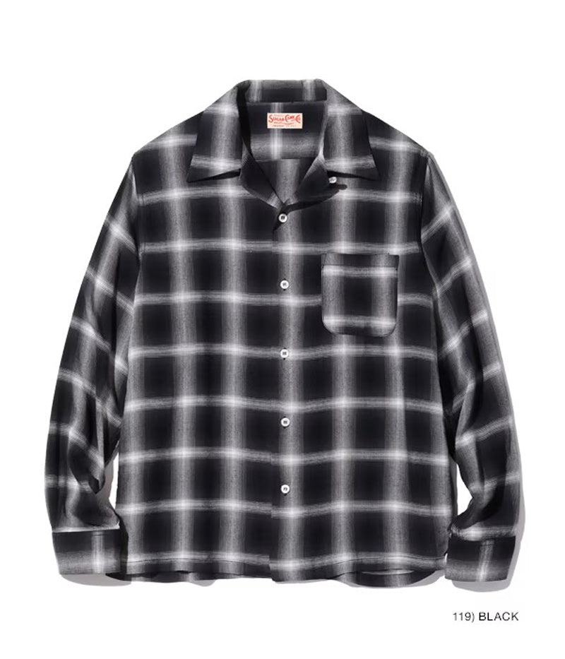 SC29120 / SUGAR CANE RAYON OMBRE CHECK OPEN SHIRT
