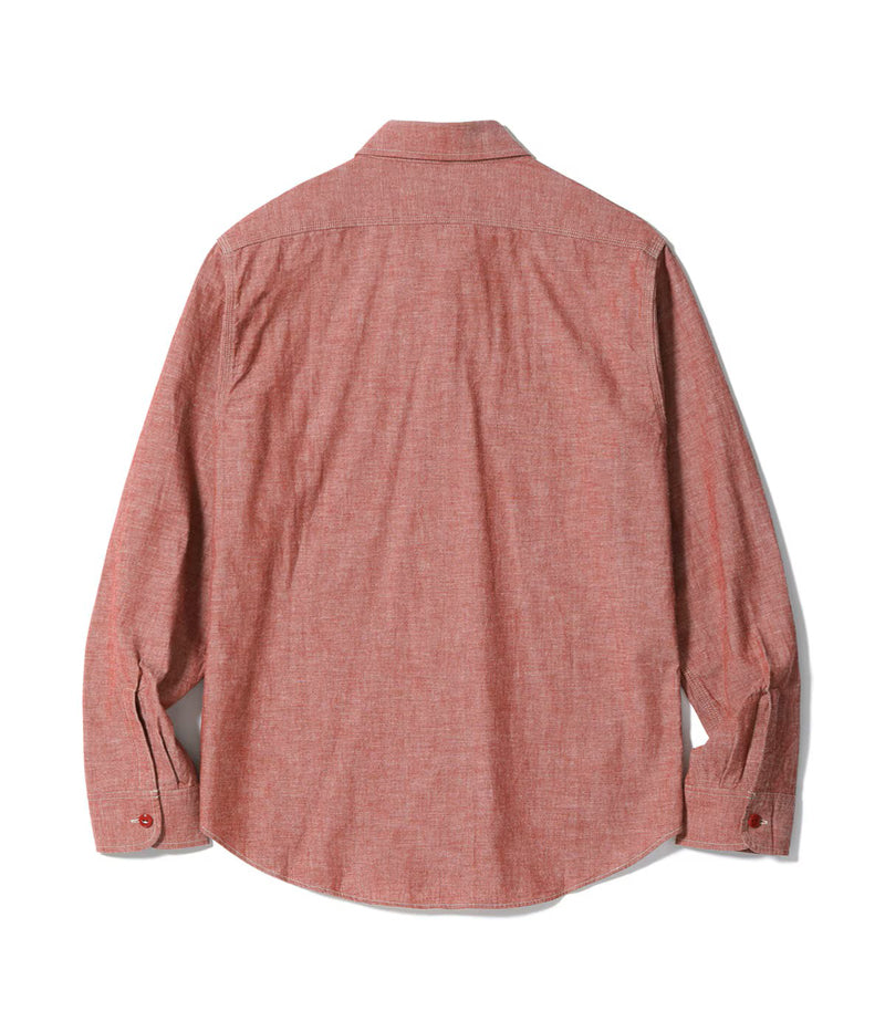 SC29682 / SUGAR CANE RED CHAMBRAY WORK SHIRT (LONG SLEEVE