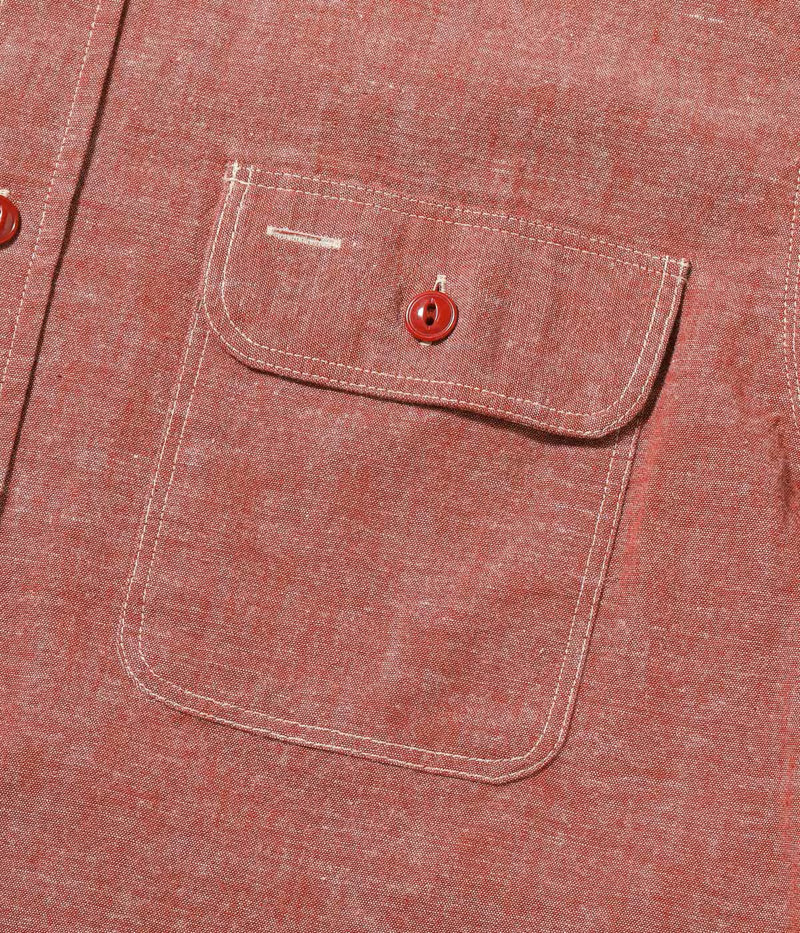 SC29682 / SUGAR CANE RED CHAMBRAY WORK SHIRT (LONG SLEEVE)