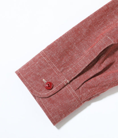 SC29682 / SUGAR CANE RED CHAMBRAY WORK SHIRT (LONG SLEEVE)