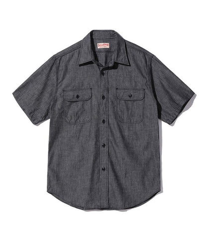 SC39307 / SUGAR CANE BLACK CHAMBRAY WORK SHIRT (SHORT SLEEVE)