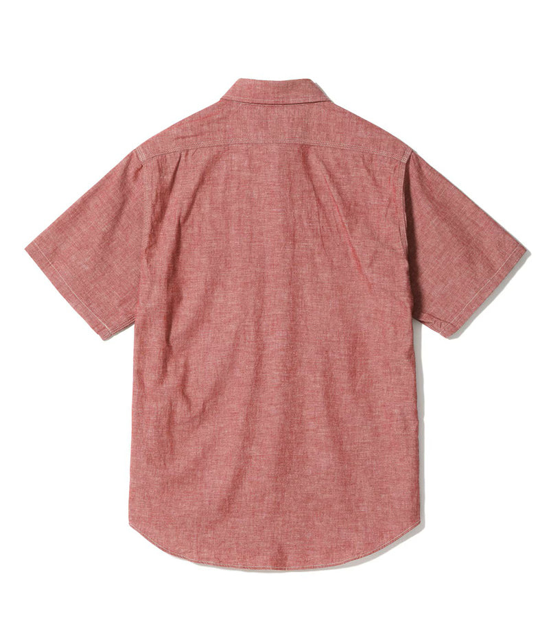 SC39703 / SUGAR CANE RED CHAMBRAY WORK SHIRT (SHORT SLEEVE