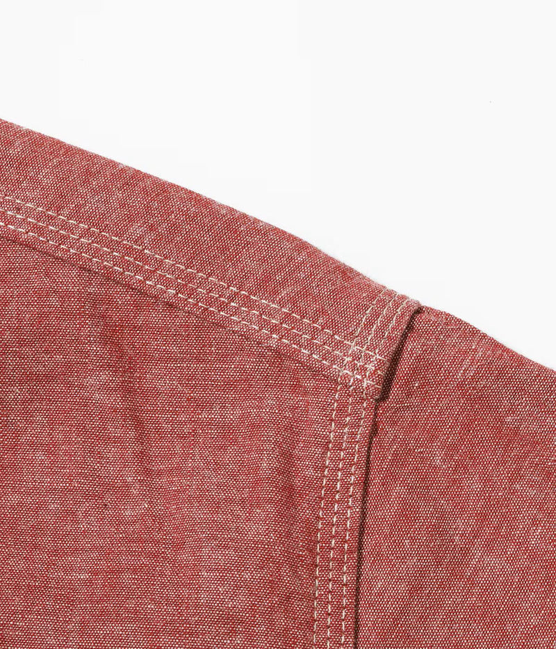 SC39703 / SUGAR CANE RED CHAMBRAY WORK SHIRT (SHORT SLEEVE