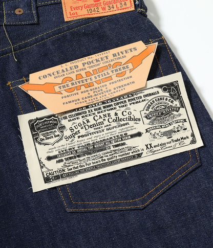 SC49005 / SUGAR CANE Super “Denim” Collectibles #05 14.25oz. BLUE DENIM WAIST OVERALLS “1942” MODEL