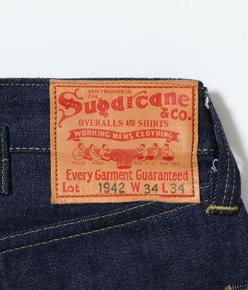 SC49005 / SUGAR CANE Super “Denim” Collectibles #05 14.25oz. BLUE DENIM WAIST OVERALLS “1942” MODEL