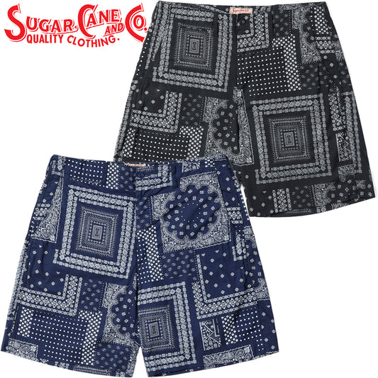 SC52537 / SUGAR CANE NATIVE AMERICAN BANDANA PATCHWORK PRINT WORK SHORTS