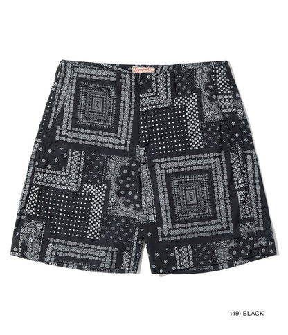 SC52537 / SUGAR CANE NATIVE AMERICAN BANDANA PATCHWORK PRINT WORK SHORTS