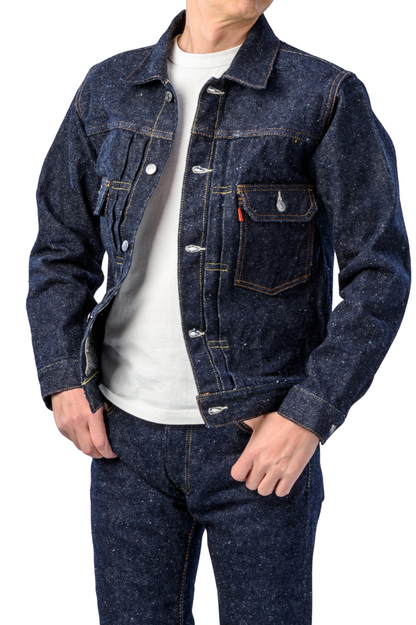 The Strike Gold SGJ50KE "Keep Earth" Natural Indigo 17oz  Selvedge 50's Denim Jacket