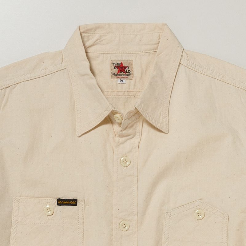 SGS2301 / The Strike Gold Selvedge Chambray Work Shirt Klaxon Japanese Denim SGS2301 / The Strike Gold Selvedge Chambray Work Shirt Klaxon Japanese Denim
