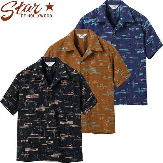 SH39320 / STAR OF HOLLY WOOD DOBBY COTTON OPEN SHIRT “ATOMIC”