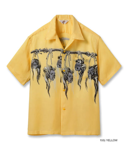 SH39705 / STAR OF HOLLY WOOD HOPSACK RAYON OPEN SHIRT “SHRUNKEN HEAD”
