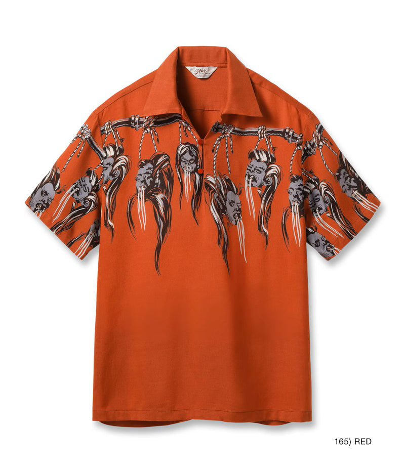 SH39705 / STAR OF HOLLY WOOD HOPSACK RAYON OPEN SHIRT “SHRUNKEN HEAD”