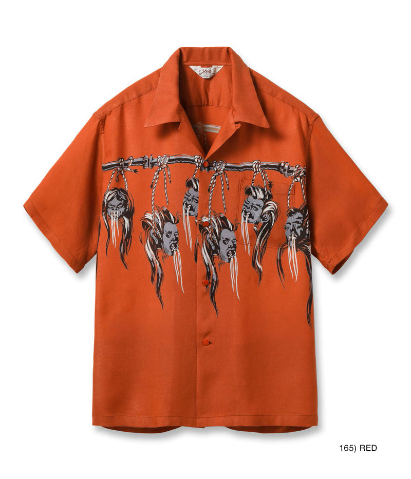 SH39705 / STAR OF HOLLY WOOD HOPSACK RAYON OPEN SHIRT “SHRUNKEN HEAD”