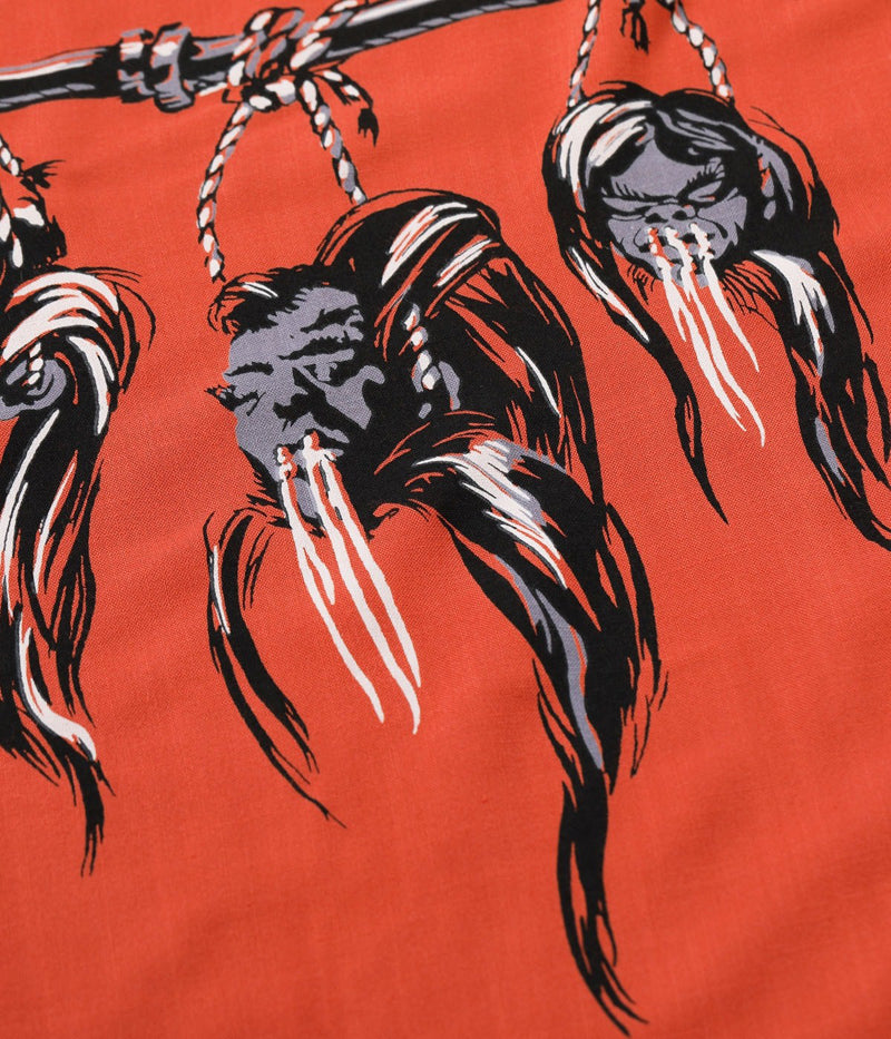 SH39705 / STAR OF HOLLY WOOD HOPSACK RAYON OPEN SHIRT “SHRUNKEN HEAD”