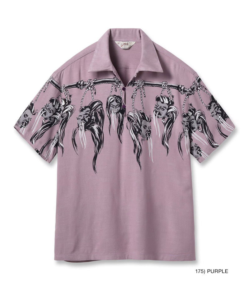 SH39705 / STAR OF HOLLY WOOD HOPSACK RAYON OPEN SHIRT “SHRUNKEN HEAD”
