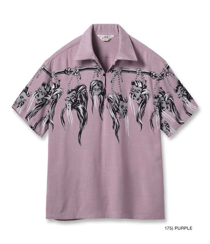 SH39705 / STAR OF HOLLY WOOD HOPSACK RAYON OPEN SHIRT “SHRUNKEN HEAD”