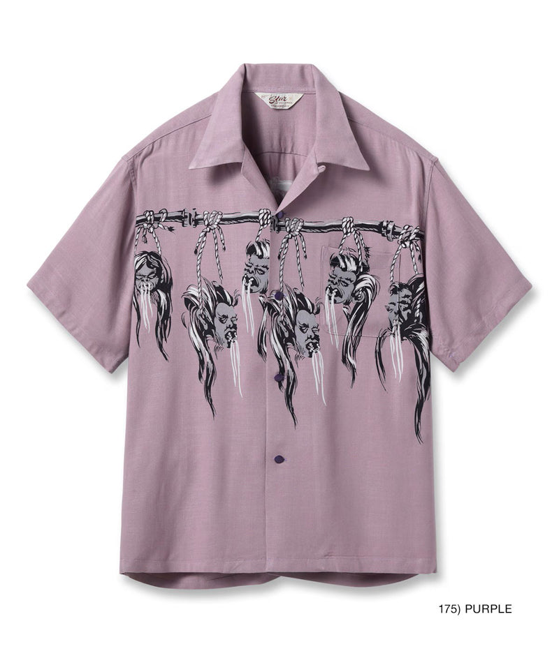 SH39705 / STAR OF HOLLY WOOD HOPSACK RAYON OPEN SHIRT “SHRUNKEN HEAD”