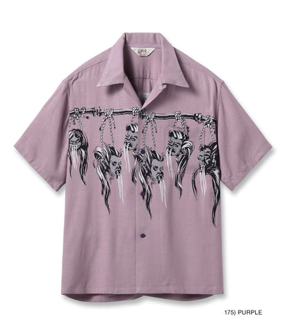 SH39705 / STAR OF HOLLY WOOD HOPSACK RAYON OPEN SHIRT “SHRUNKEN HEAD”