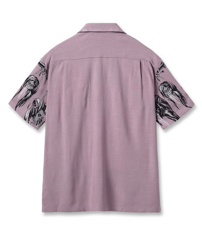 SH39705 / STAR OF HOLLY WOOD HOPSACK RAYON OPEN SHIRT “SHRUNKEN HEAD”