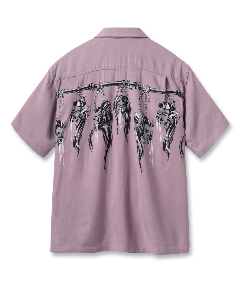 SH39705 / STAR OF HOLLY WOOD HOPSACK RAYON OPEN SHIRT “SHRUNKEN HEAD”