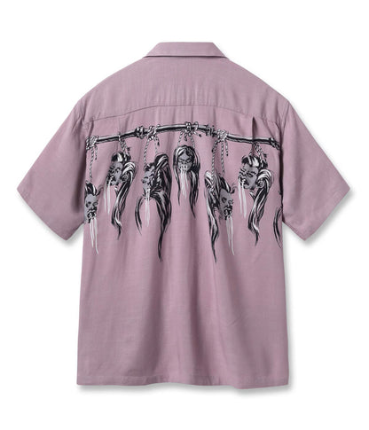 SH39705 / STAR OF HOLLY WOOD HOPSACK RAYON OPEN SHIRT “SHRUNKEN HEAD”