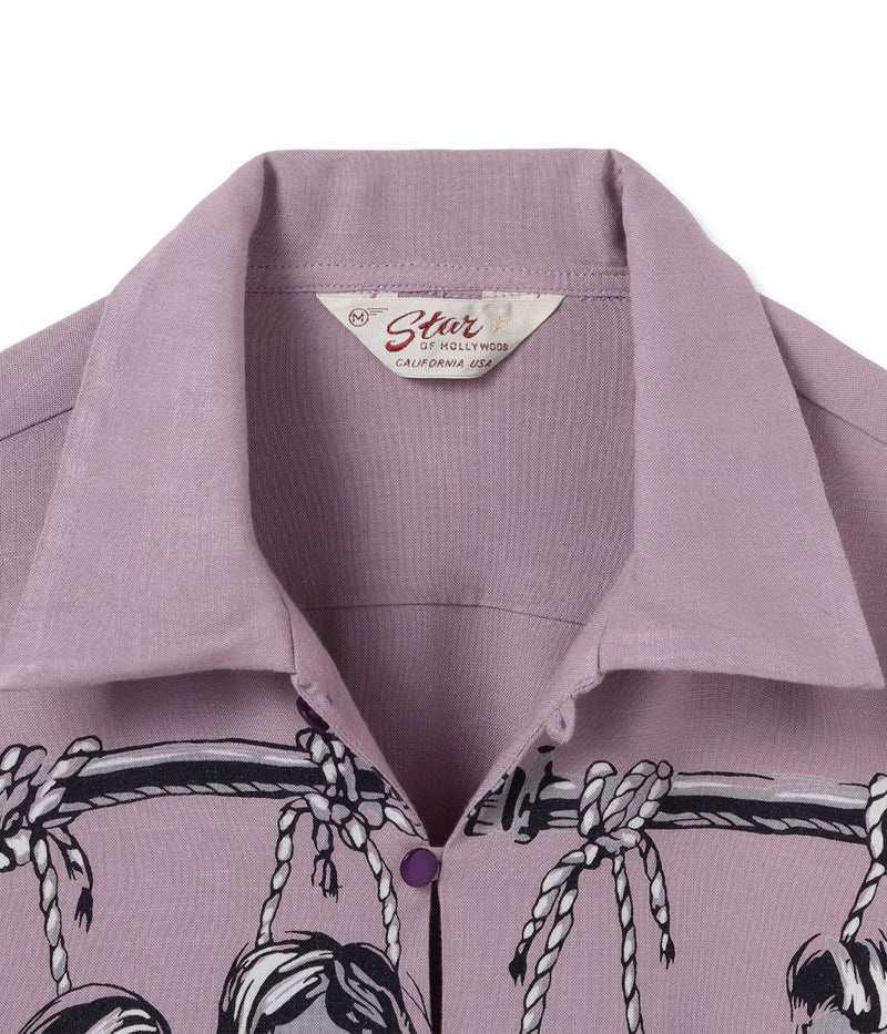 SH39705 / STAR OF HOLLY WOOD HOPSACK RAYON OPEN SHIRT “SHRUNKEN