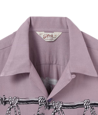 SH39705 / STAR OF HOLLY WOOD HOPSACK RAYON OPEN SHIRT “SHRUNKEN HEAD”