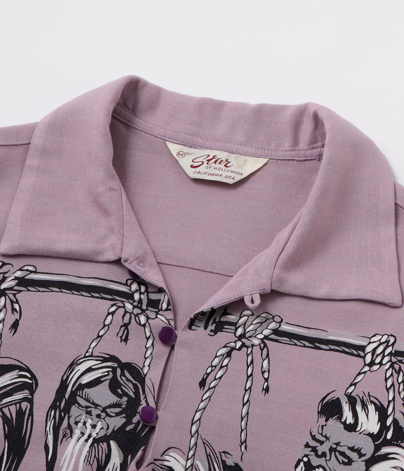 SH39705 / STAR OF HOLLY WOOD HOPSACK RAYON OPEN SHIRT “SHRUNKEN