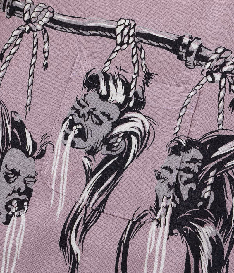 SH39705 / STAR OF HOLLY WOOD HOPSACK RAYON OPEN SHIRT “SHRUNKEN HEAD”