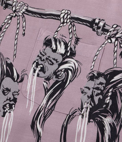 SH39705 / STAR OF HOLLY WOOD HOPSACK RAYON OPEN SHIRT “SHRUNKEN HEAD”