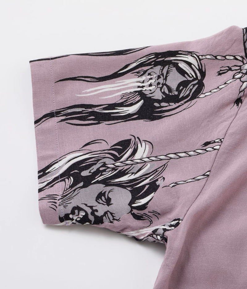 SH39705 / STAR OF HOLLY WOOD HOPSACK RAYON OPEN SHIRT “SHRUNKEN HEAD”