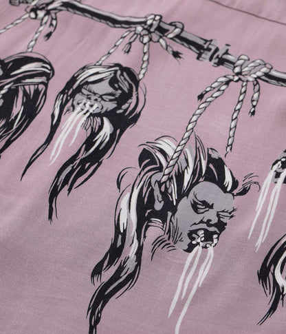 SH39705 / STAR OF HOLLY WOOD HOPSACK RAYON OPEN SHIRT “SHRUNKEN HEAD”